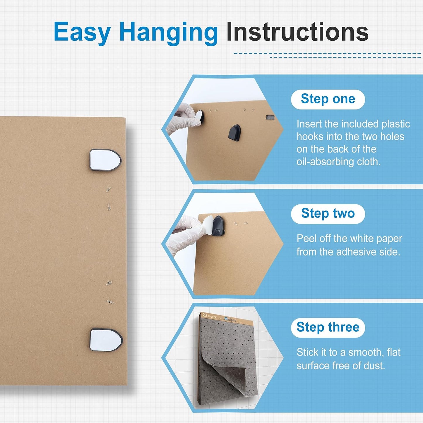 AAwipes Oil Absorbent Pads Universal Multi-Liquid Spill Control Tear-Off Design for Garage, Workshop, Industrial Use Heavy-Duty 9.8" x 13" Grey 20-Pack (OG1013T-20)