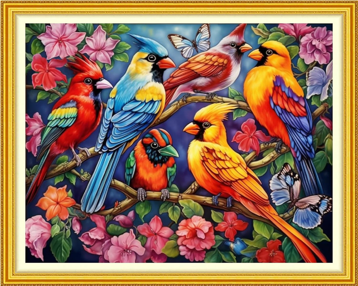 Artvxeay Stamped Cross Stitch Kits Beginners Full Range of Embroidery Starter Kits for Adults Printed Cross Stitching DIY Needlepoint Kit 11CT - (Colorful Birds on Trees 16x20 inch)