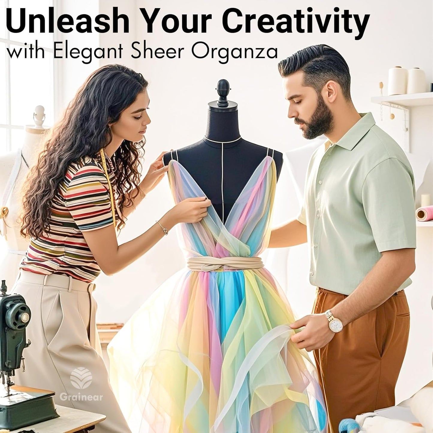 Hunter Green Organza Fabric – 44" x 5 Yards Wide Sheer Tulle for Wedding Arch Draping, Gowns, Table Runners, Party Decor, Curtains & DIY Crafts – Translucent Fabric for Elegant Projects