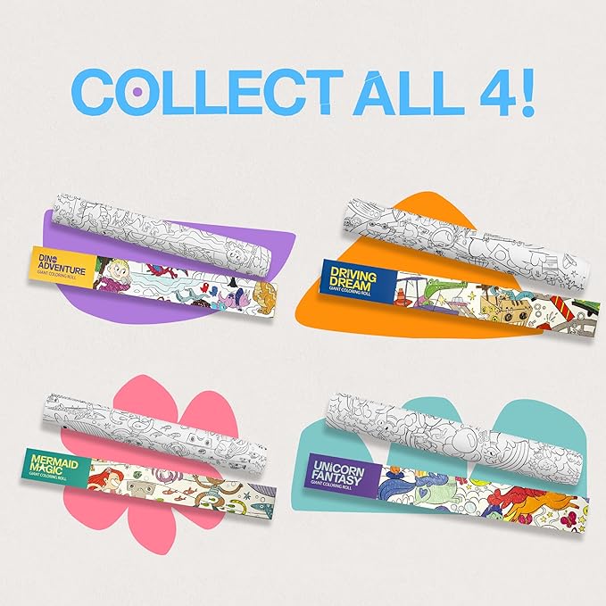 Crazy Little Books Unicorn Fantasy 30ft Giant Coloring Roll for Kids Fun Arts & Crafts Kit - Preschool Educational Fine Motor Skills & Creativity Development