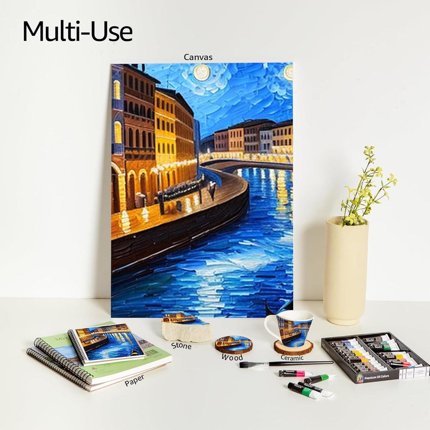 Elan Professional Oil Paint Set, 24 Vibrant Colors Tubes 1.7fl oz, Non-toxic Oil Paints for Canvas Painting, Art Paints for Adults & Artists