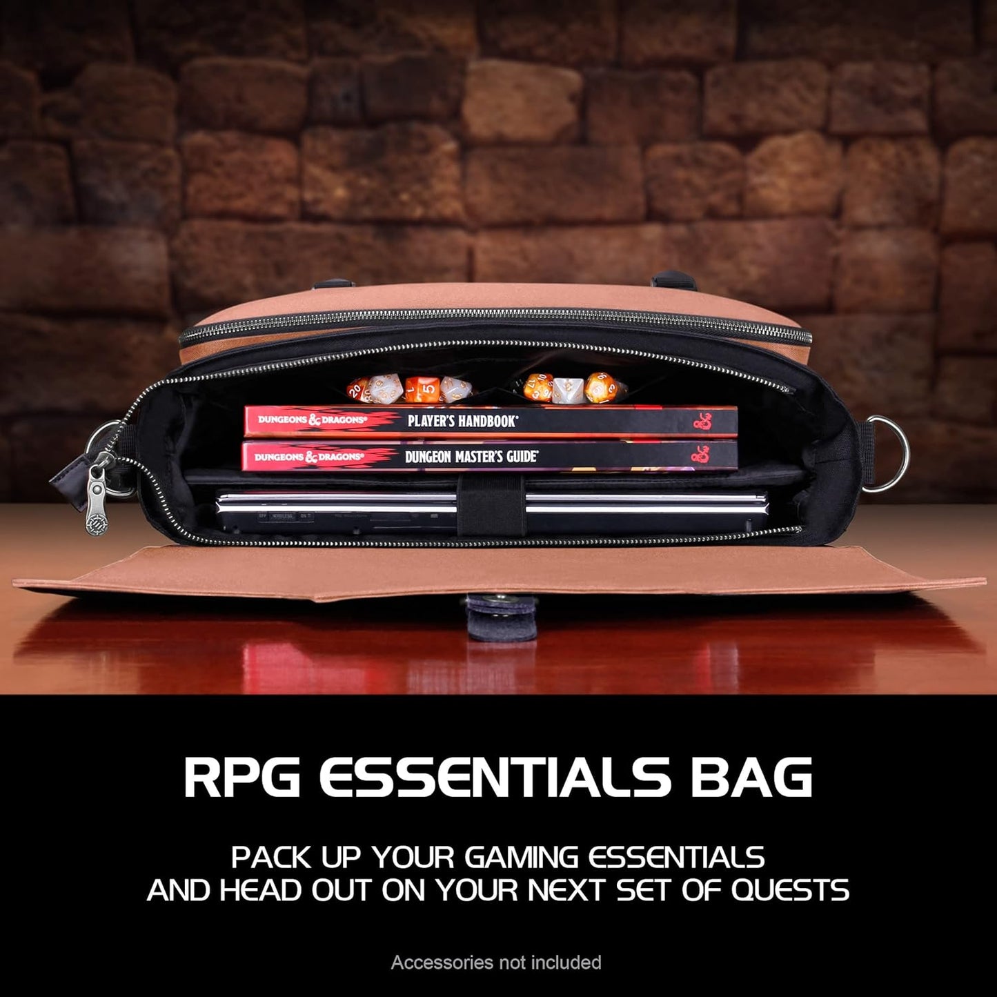 ENHANCE Collector's Edition RPG Player's Essentials DND Bag - Dragon Hide Exterior Messenger Bag Fits 2-4 Books, Binders, Dice & Accessories, with 17 inch Laptop Slot, Battlemap Straps (Dragon Pink)