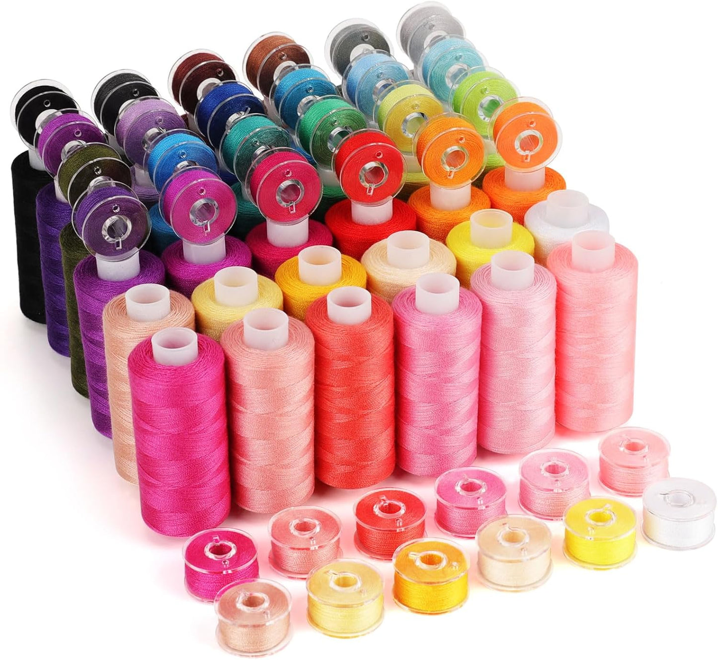 Coquimbo 72pcs Sewing Thread Set: 36 Colors Prewound Bobbins, 400 Yards Polyester Thread Spools for Hand & Sewing Machine, Emergency Home and DIY Use, Stocking Stuffers Gifts for Women Adults Mom