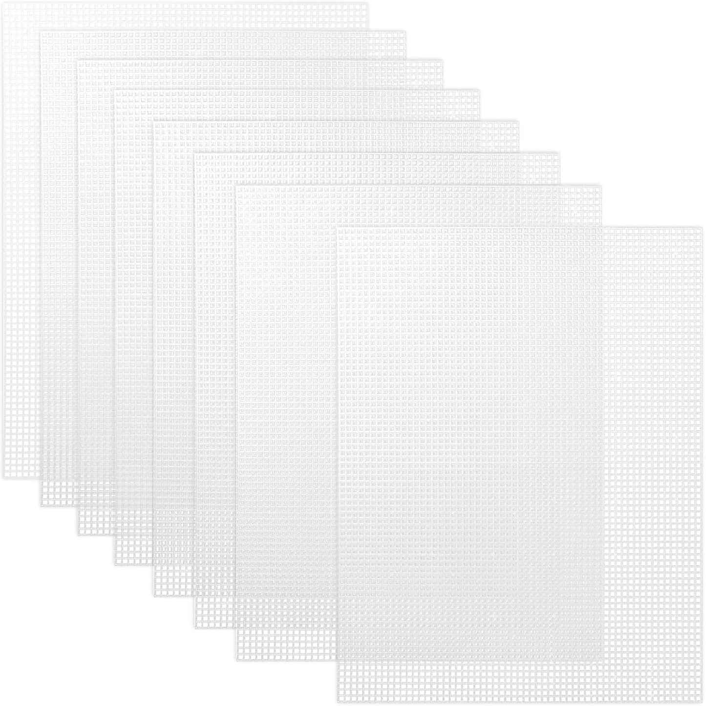 Caydo 8 Pieces 7 Count Plastic Canvas Sheets, Plastic Mesh Sheet for Cross Stitch, Making Aquarium Dividers, Knit Crochet Projects, 10.5 x 13.5 Inch