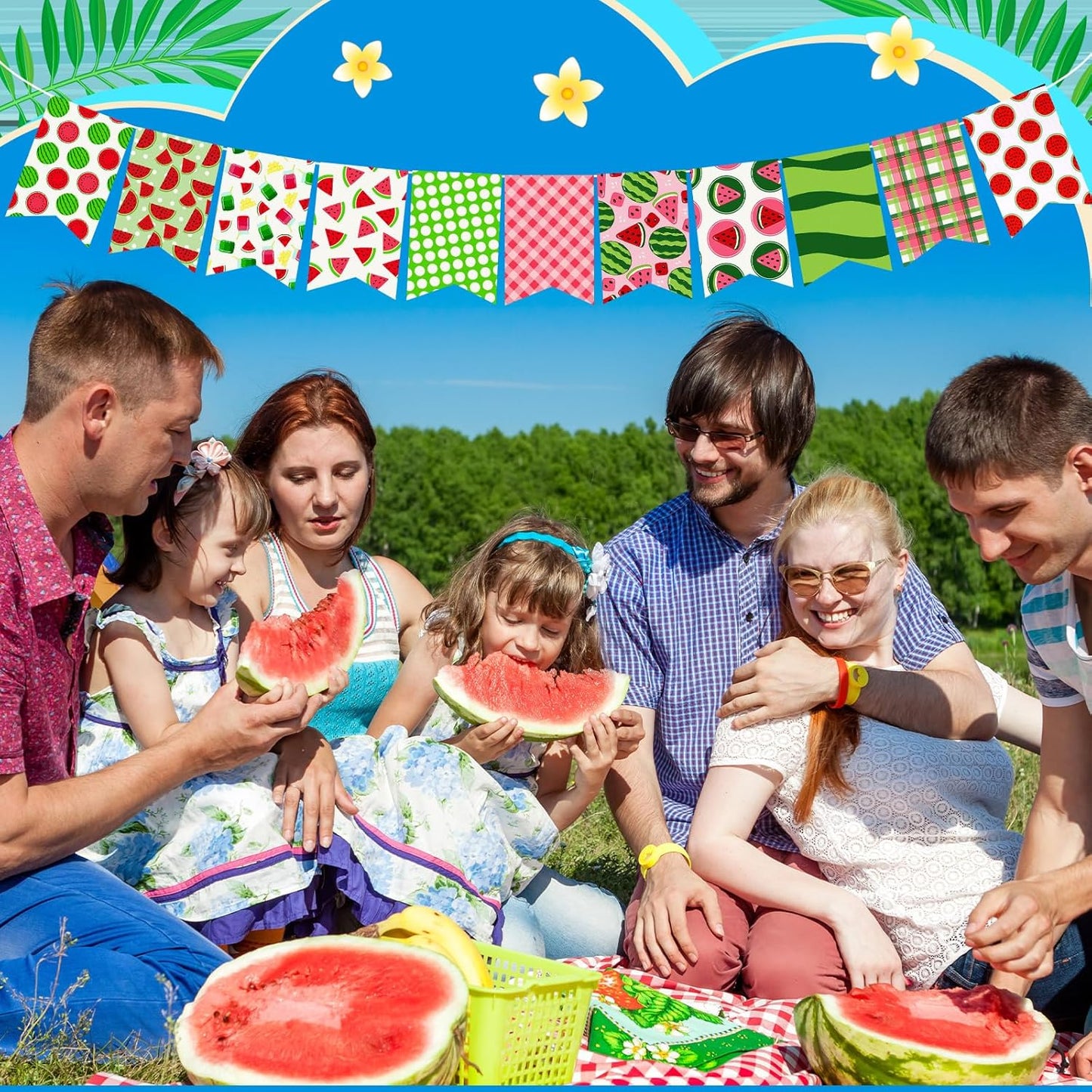 Ganeen 60 Pcs 10 x 10 Inch Quilting Fabric Squares Vintage Fat Patchwork Precut Strips Fabric Bundles for Holiday DIY Craft Sewing Quilt Material(Summer Watermelon)