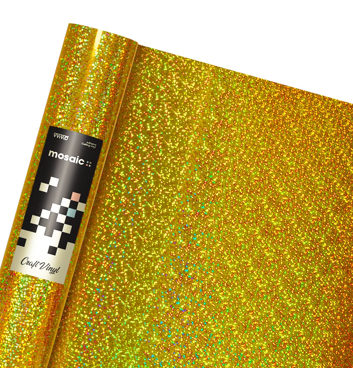 VViViD Mosaic+ Crafting Vinyl (Gold Holographic Glitter, 1ft x 5ft)
