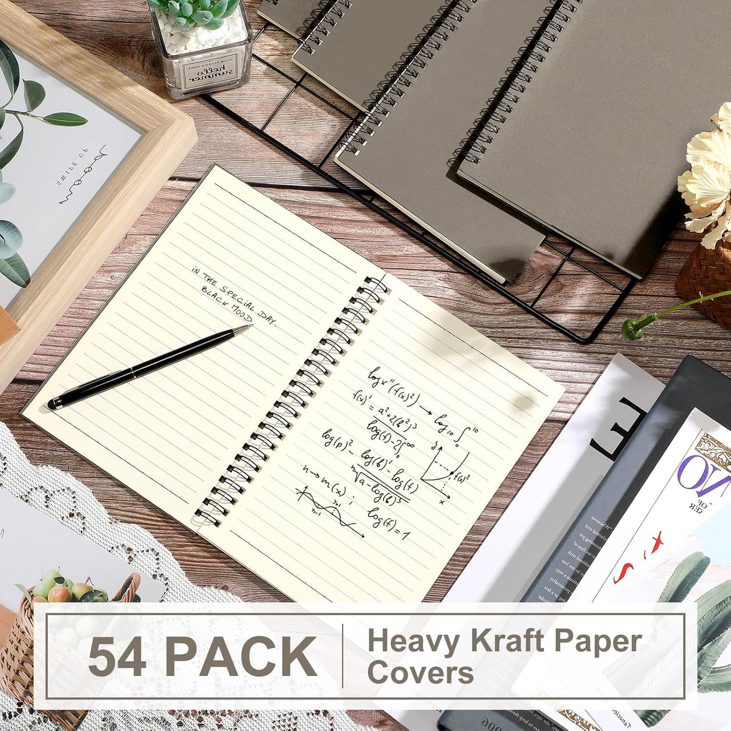 Yahenda 54 Pcs Spiral Notebook Bulk A5 Journal Lined 8.3'' x 5.5'' Writing Composition Paper Small Notepad Subject Notebook for Students Office Business Back to School Supplies (Dark Gray)