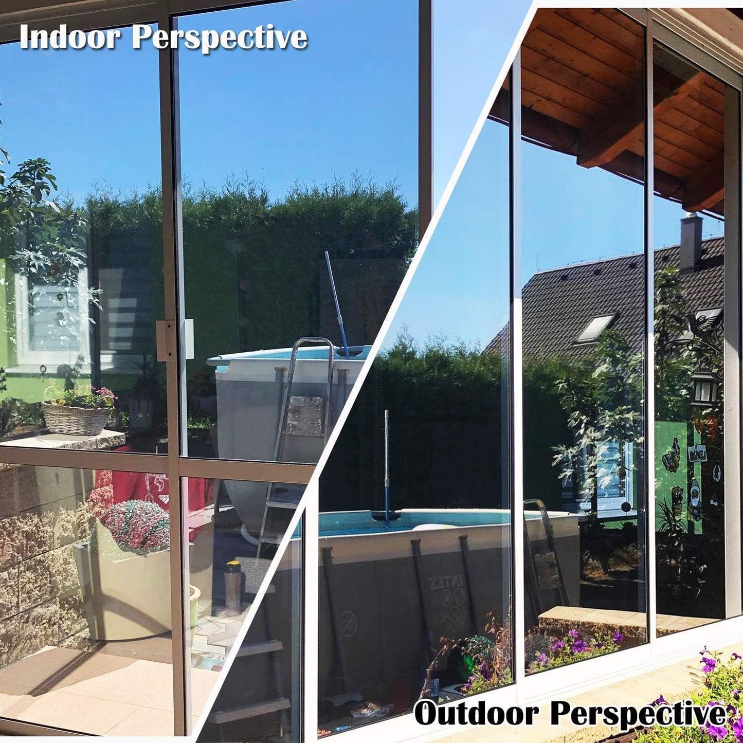 Niviy One Way Window Film Daytime Privacy with Installation Tools Reflective Window Tint for Home Self Adhesive UV Sun Blocking Heat Control Glass Door Films 17.5 x 78.7 inches Silver, 2Pcs