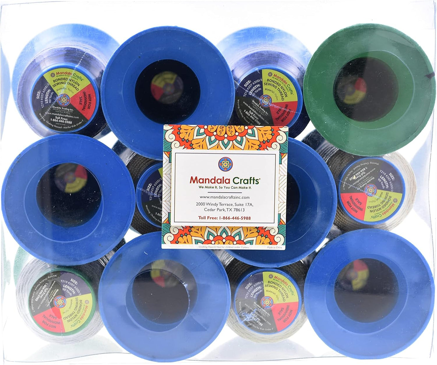 Mandala Crafts Bonded Nylon Thread 12 Neutral Colors Heavy Duty Sewing Threads - 1080 YDs Size 207 630D T210 Tex 210 Thread for Leather Jeans Weaving Outdoor Marine Upholstery Threads