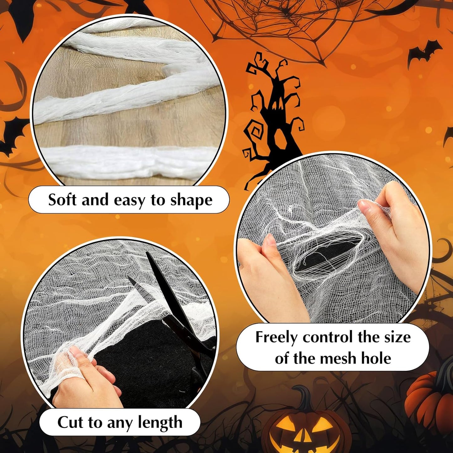 Boao Halloween Cheese cloth 39.37 x 393.7 Inch White Cheesecloth Roll for Crafts Large Cotton Muslin Gauze Fabric for Halloween Outdoor & Indoor Spooky Decoration