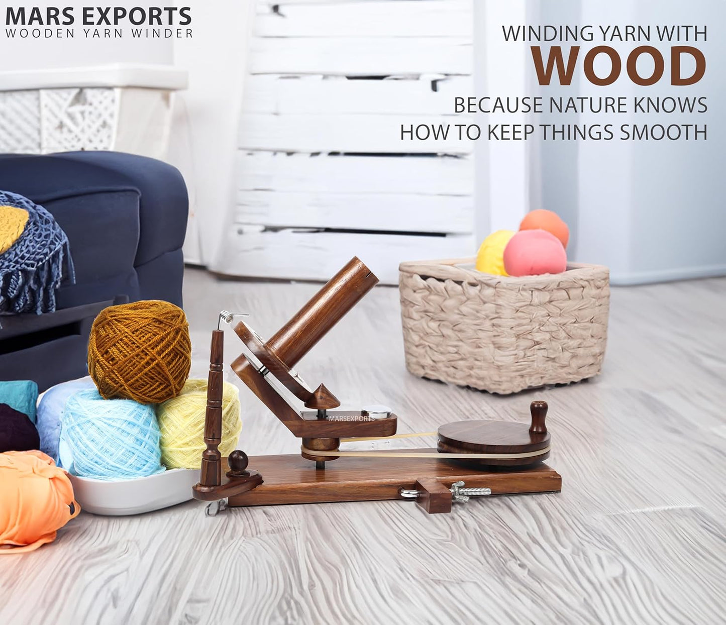 Mars Exports - Wooden Yarn Winder for Knitting and Crocheting, Wooden Yarn Swift Hand Operated Large Yarn Ball Winder, Heavy Duty Yarn Winder (ONLY Winder Rosewood)