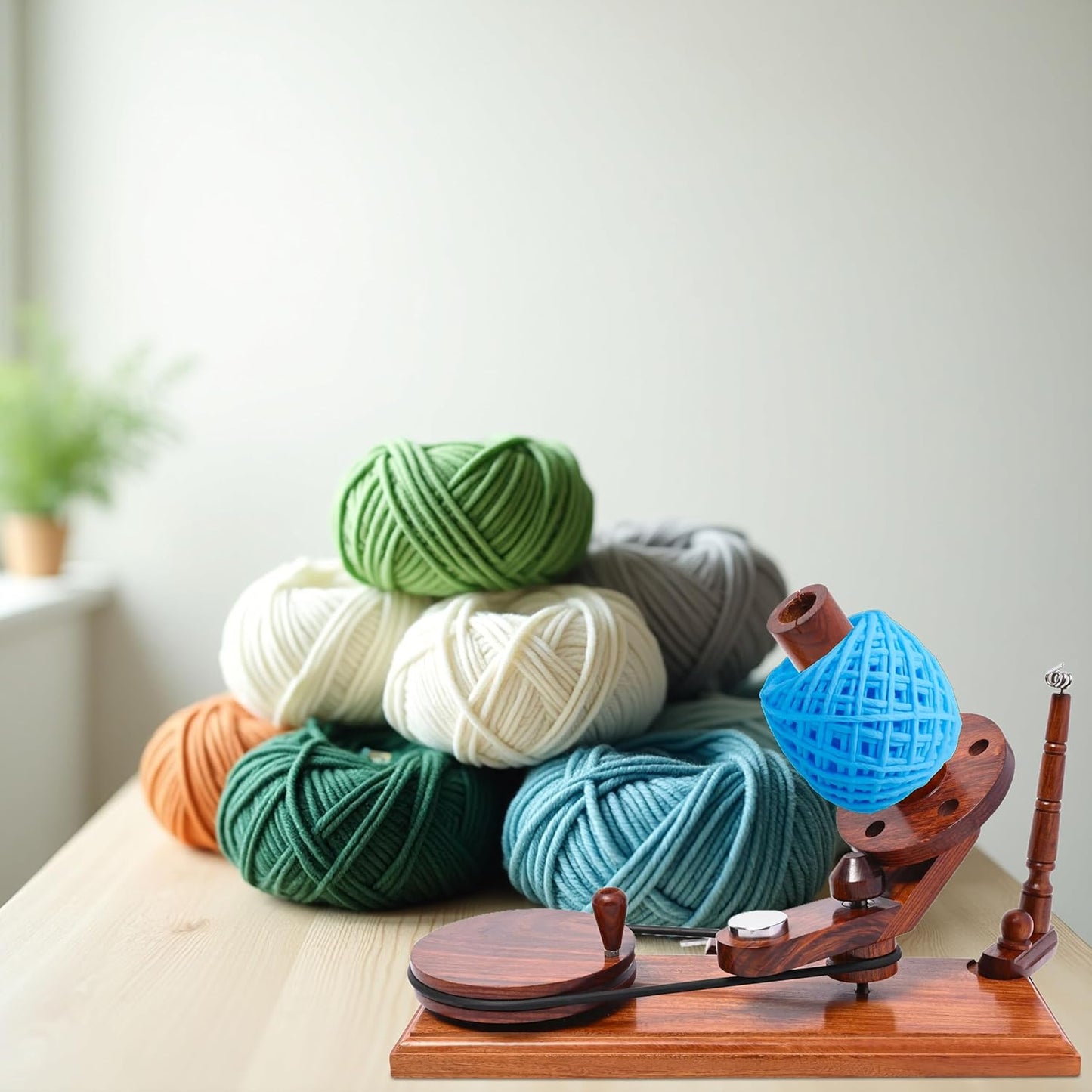 Bhartiya Handicrafts Rosewood Yarn Winder | Large Capacity 10 oz Wooden Yarn Winder for Knitting, Crocheting and Weaving | Table Top Wood Yarn Swift and Ball Winder