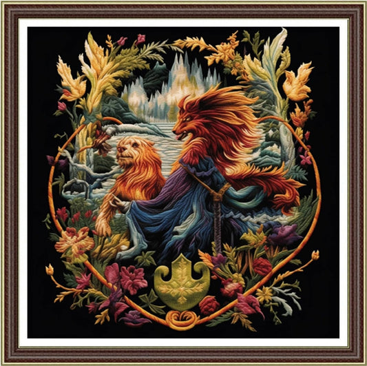 Foxhool Beginners Cross Stitch Kits Stamped Full Range of Embroidery Kits for Adults DIY Cross Stitches kit Embroidery Patterns for Needlepoint kit-Lion King 17.7x17.7 inch