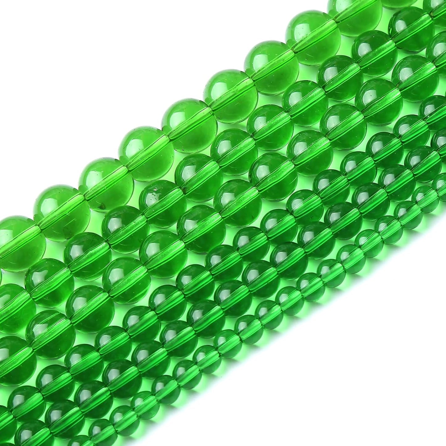 90pcs 4mm Smooth Green Crystal Glass Quartz Beads Round Loose Beads for Jewelry Making DIY Bracelet Necklace 15" Energy Healing Power Stone Beads(4mm, Green Crystal Glass)