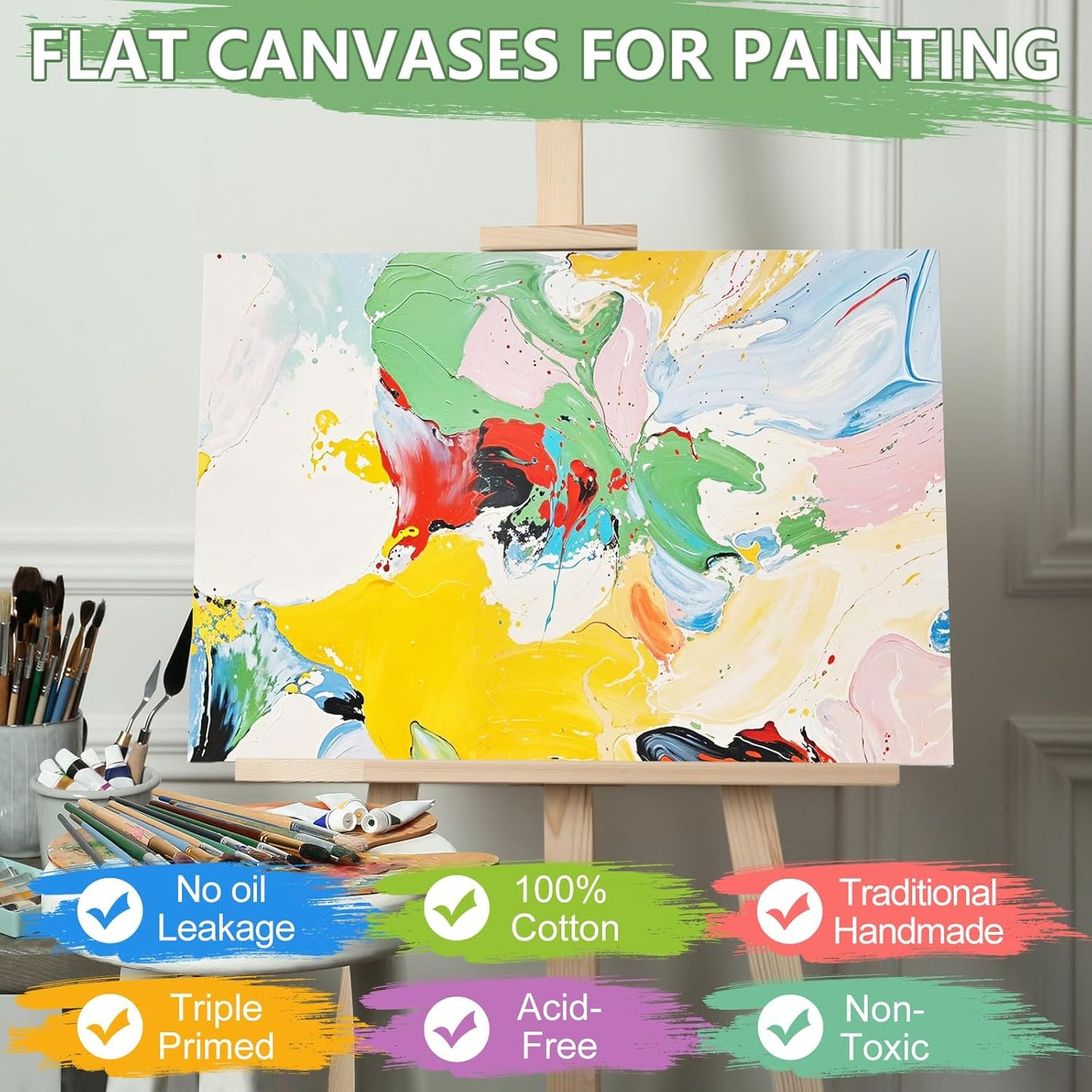 FUMILE Canvas Boards for Painting 8x10, 26 Pack Canvases Primed Acid Free Blank Canvas Panels for Classroom and Parties