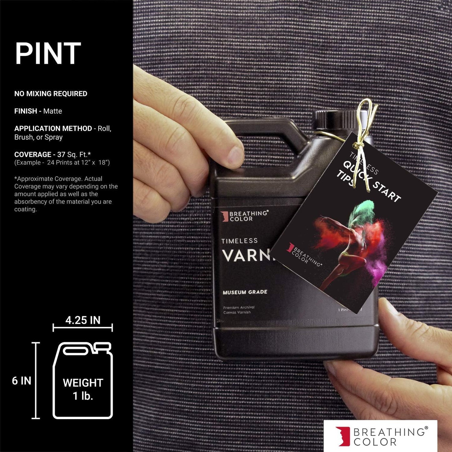 Breathing Color Timeless Archival Print Varnish - 1 Pint, Matte Finish, Premium Canvas Coating, Water Based UV Protection, No Glare Finish, 100+ Years Certified Archival