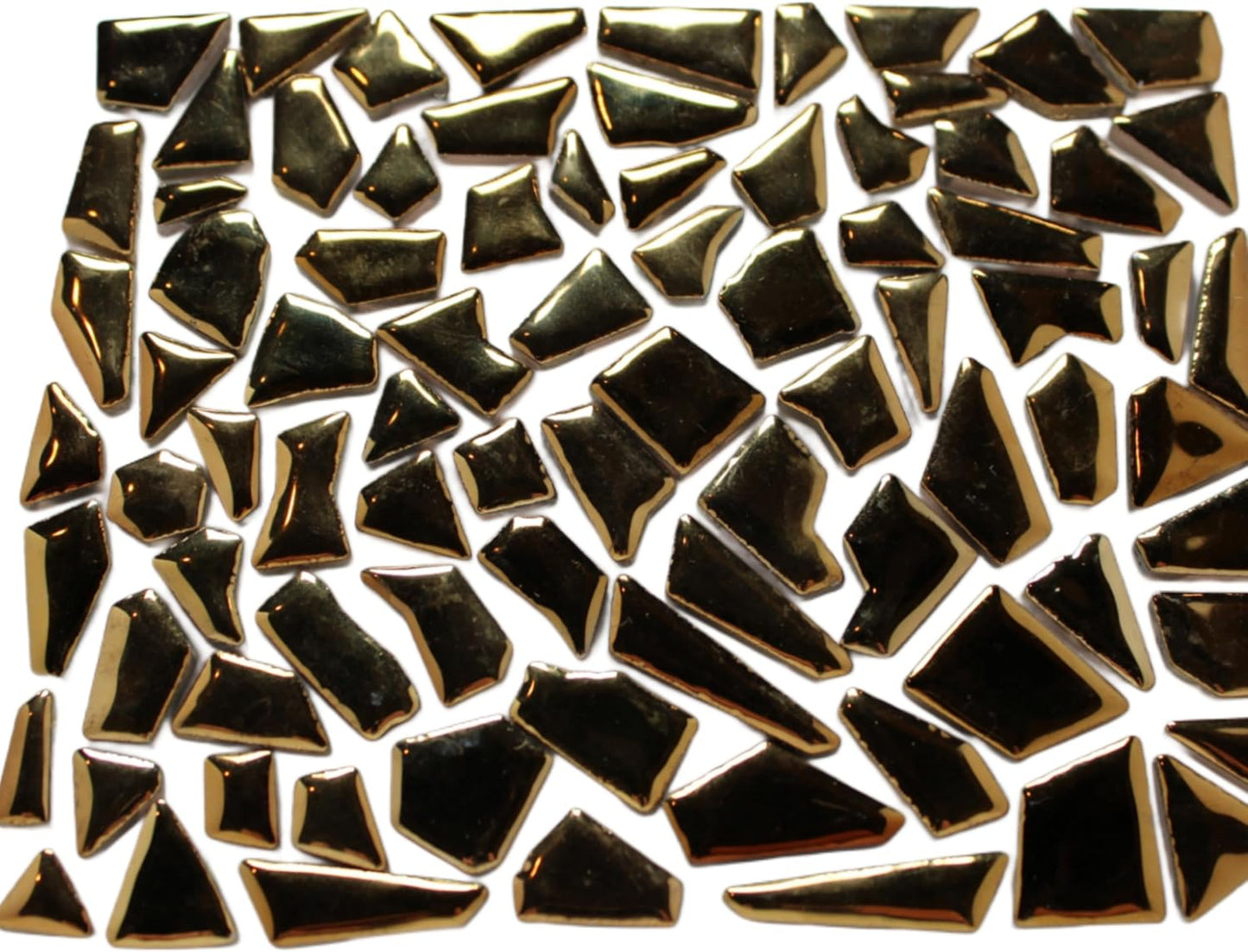 Ceramic Mosaic Tiles for Crafts & Art Projects 200 Grams Vibrant Colors Pieces Fit Together Like a Puzzle Endless Creative Ideas for Mosaic Art DIY Hobbies Small Sizes (Metallic Gold)
