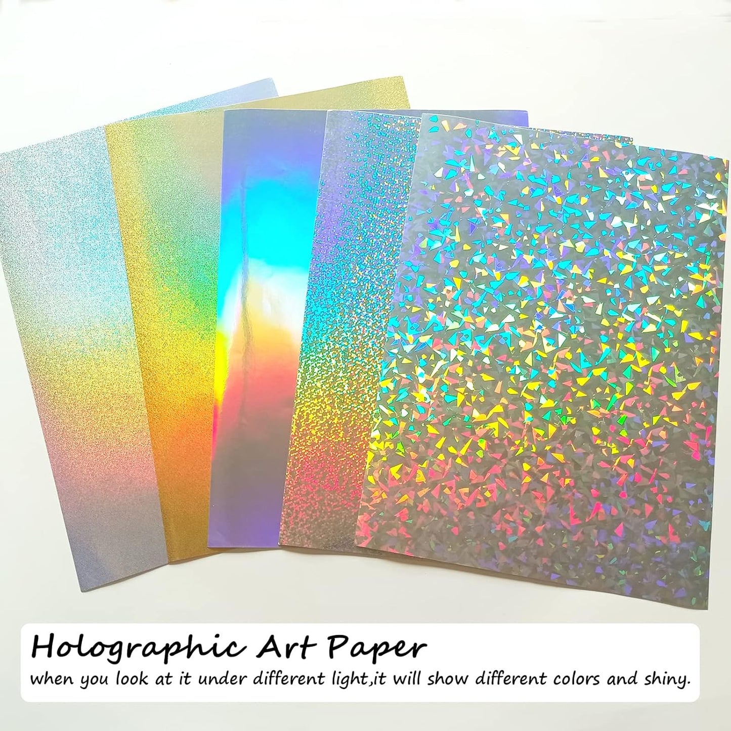 A4 Glitter Embossed Metallic Foil Paper Pack - 50 Sheets Assorted Colors & Designs Sparkly Holographic Premium Construction Paper for Gift Box Wrapping Birthday Party Scrapbook Paper