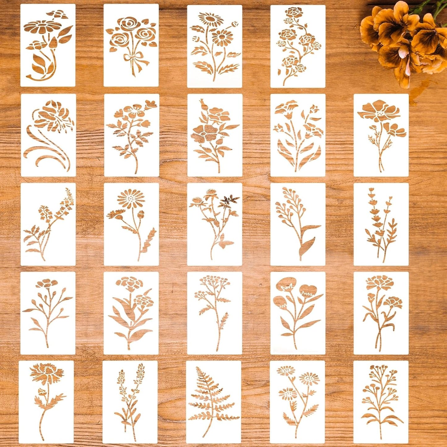 Flower Stencils for Painting Reusable 24PCS Wall Stencil for Crafts Leaf Stencils Templates for DIY Home Decor Art Projects
