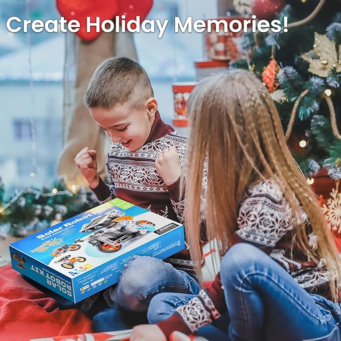 AOHU Solar Robot Building Kit Christmas STEM Gift for Boys Aged 8-13, DIY 15-in-1 Educational Science Building Toy, Solar or Battery Powered Robotic Set for Children Birthday with 212 Pieces
