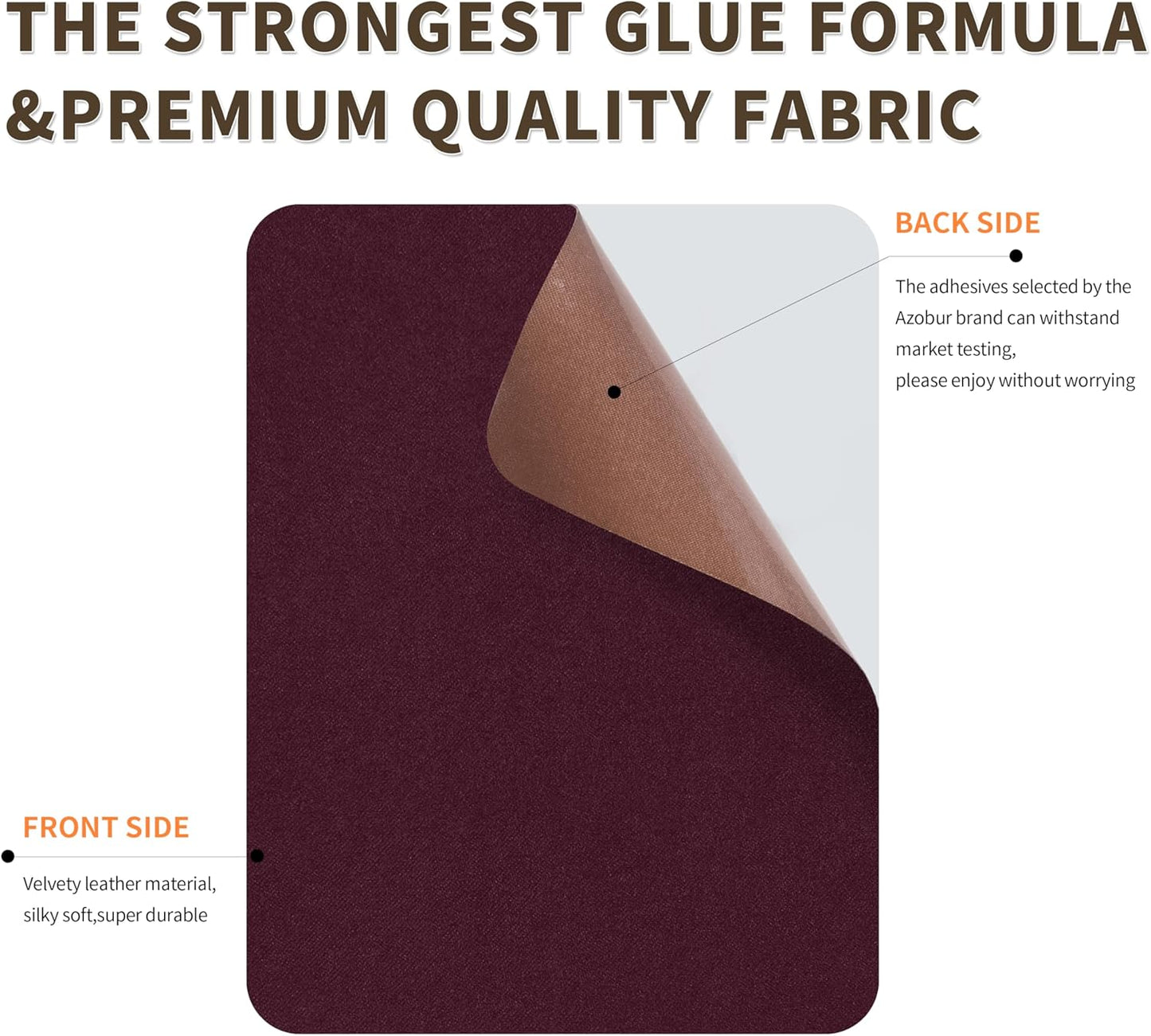 Azobur Sofa Repair Patches, 6 Self-Adhesive Microfiber Patches for Sofa Fabric, Luxurious Look, Quick Fix (Wine Red)