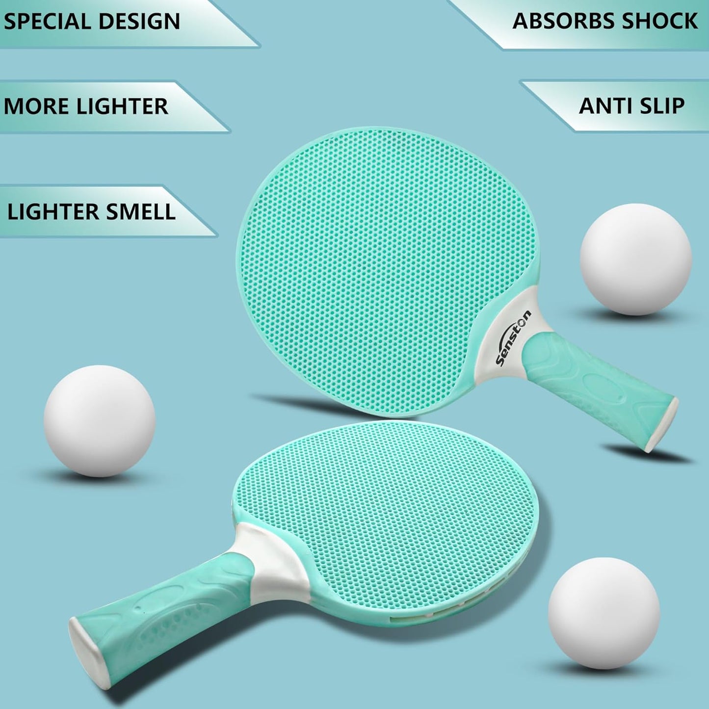 Senston Table Tennis Rackets Set,Professional Ping Pong Paddle Set for 4 Players, Composite Rubber Table Tennis Paddles, Indoor or Outdoor Games.