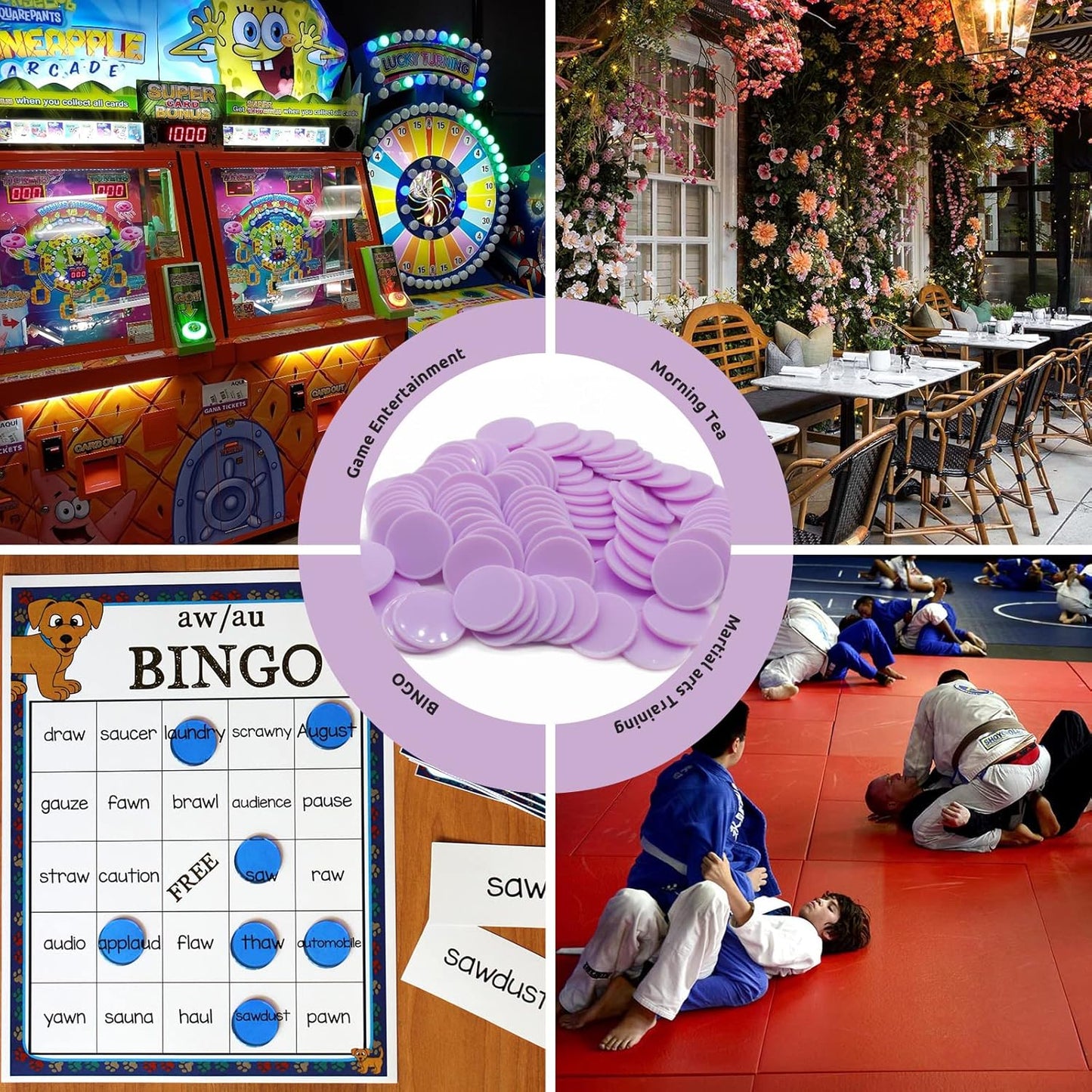 Set of 100 Opaque Plastic Learning Counters Mini Poker Chips Game Tokens with Storage Box (Thistle, 1.58 Inch)