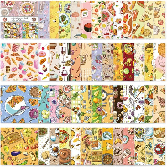 Origami Paper Kit 50 Sheets 70GSM 6 Inch Square Double Sided Color 50 Vivid Japanese Washi Chiyo Colors for Hand Crafts Origami Paper Arts Creativity.Dessert