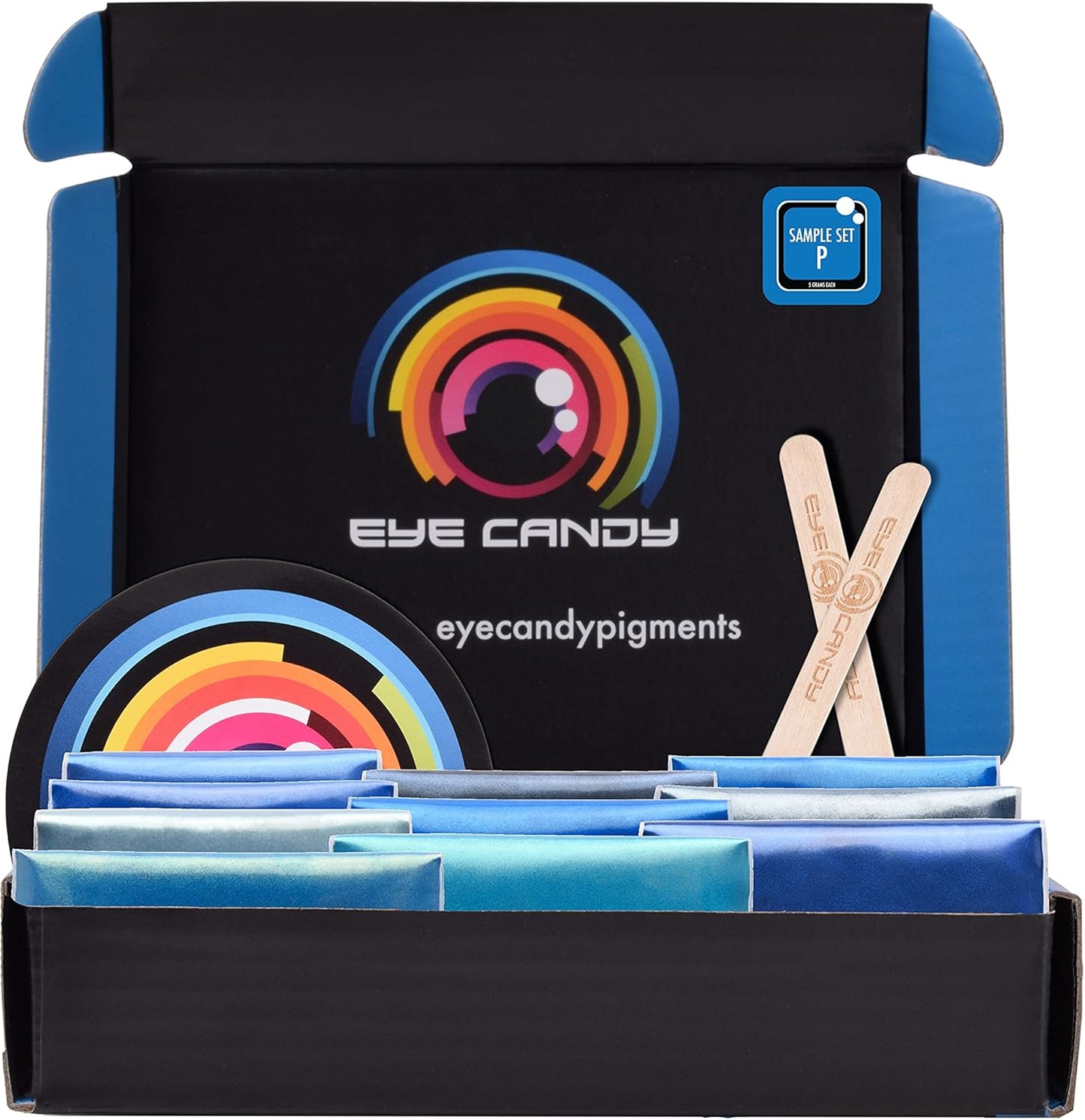 Eye Candy Pigments Blue Mica Pigment Powder Set P - Mica Powder for Epoxy Resin Art - Woodworking - Cosmetic Grade Mica Powder - Bath Bombs - Pigment Powder Variety Pack - 50g - Non-Toxic - Skin Safe