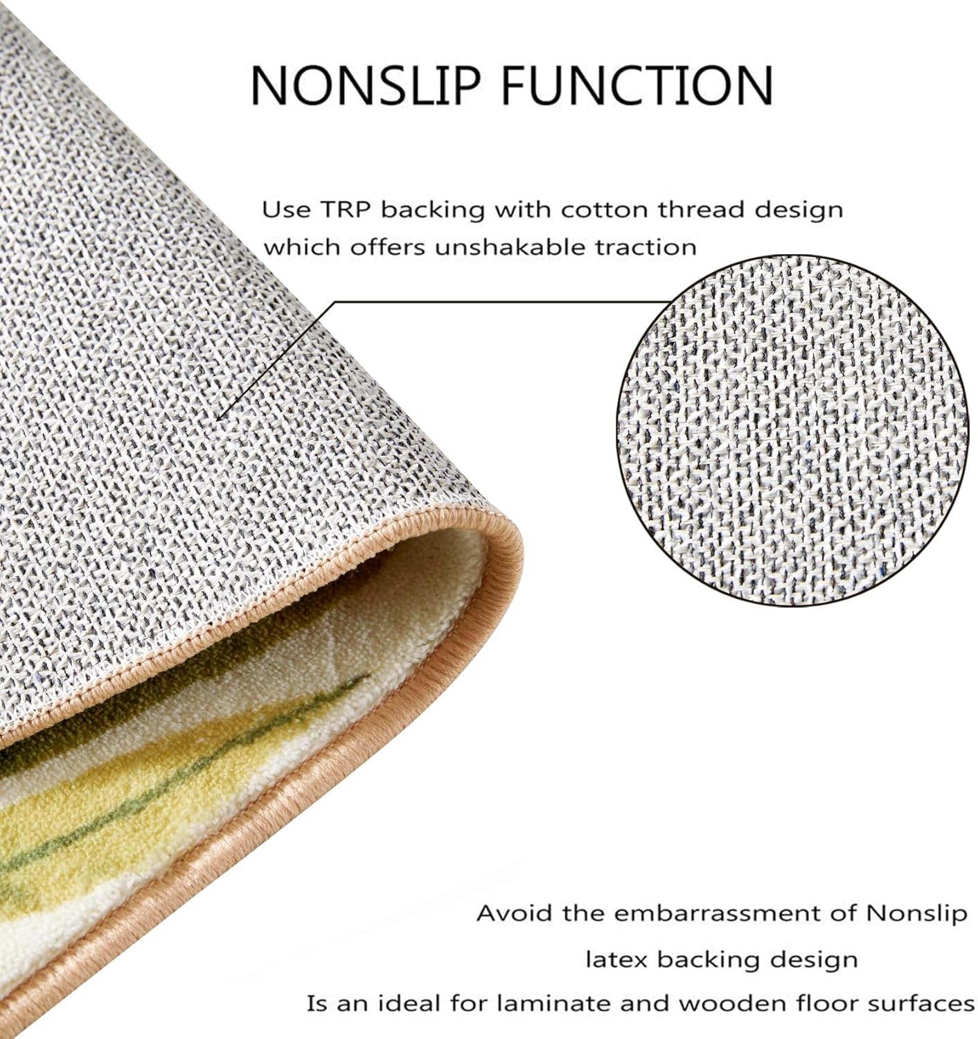 RoomTalks Boho Cute 3x5 Small Area Rugs Washable, Modern Abstract Geometric Shape with Tropical Leaves Non Slip Throw Rugs for Bedroom Kitchen Entryway Indoor Botanical Accent Carpet