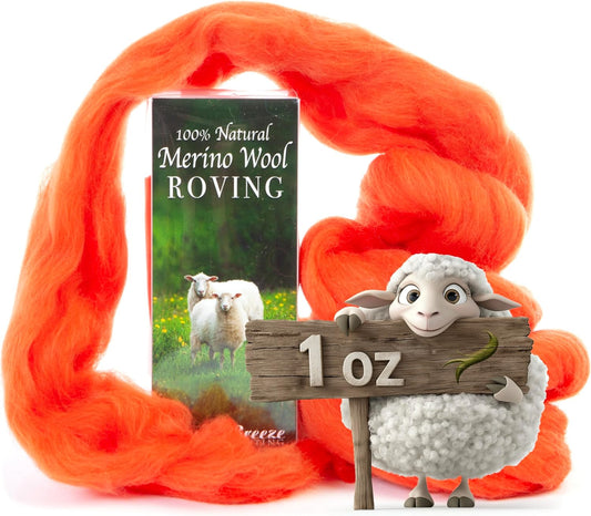Desert Breeze Distributing 100% Natural Merino Wool Roving - Premium Combed Top Merino Roving Wool - Tapestry, Spinning, Wet Felting & Needle Felting Supplies - 21.5 Micron - 1 oz, Color Spice