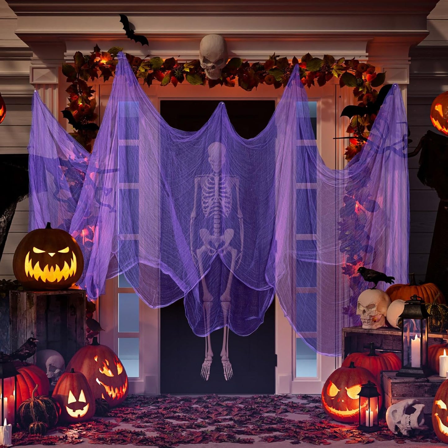 Boao Halloween Cheese cloth 29.92 x 590.55 Inch Purple Cheesecloth Roll for Crafts Large Cotton Muslin Gauze Fabric for Halloween Outdoor & Indoor Spooky Decoration