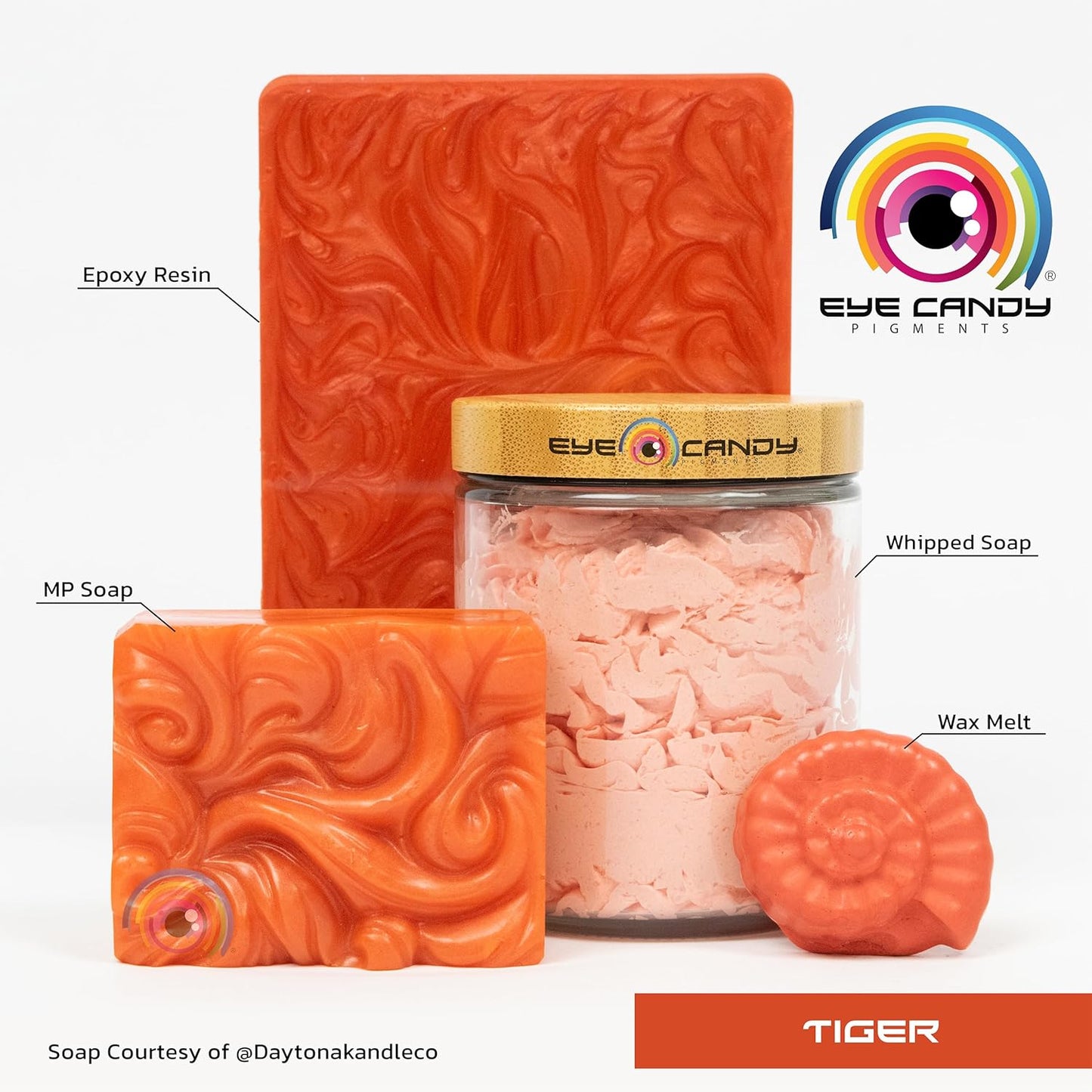 Eye Candy Pigments Premium Orange Mica Powder - Tiger (50gr) - for Epoxy, Resin, Soap, Paint, Woodworking, Acrylic Pouring, Bath Bombs, Fishing Lures - DIY Arts and Crafts Additive