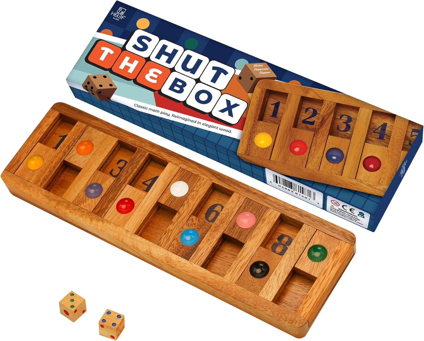 BSIRI Shut The Box Board Games with Math Kids Player Wooden Box of Brain Teaser Puzzles for Family Educational and Get Fun on Game to Teach Kids to Count on Math