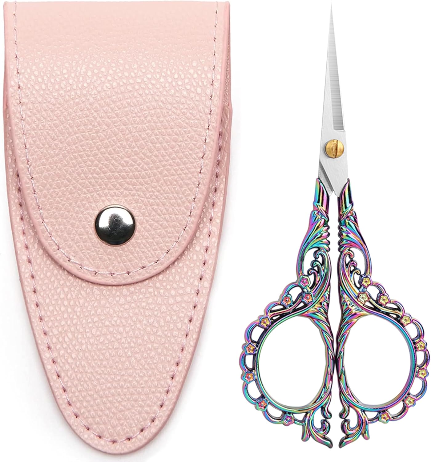4.7 INCH,Embroidery Scissors Small Sewing Scissors With Cover,Sharp pointed tip,Travel Scissors In A Pouch,Stainless Steel Crochet Scissors for Craft Art Work Color Titanium.