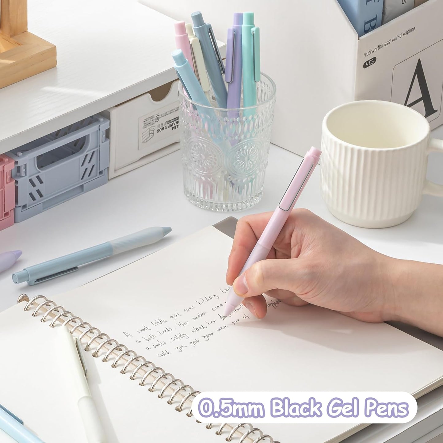 Gel Pens Black Ink Fine Point 0.5mm Retractable Cute Pen for Smooth Writing School Office Supplies (Silver 12-count)