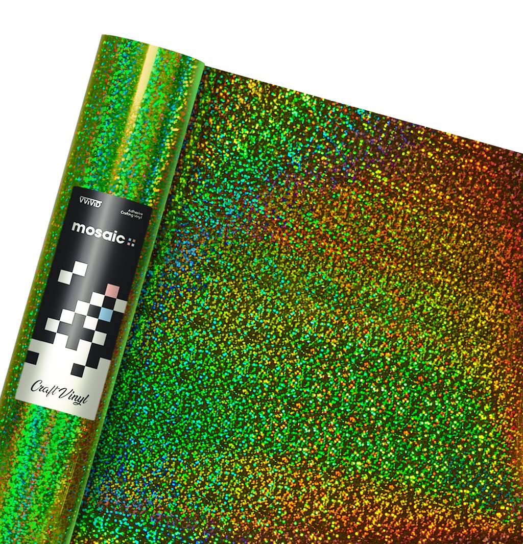 VViViD Mosaic+ Glitter Holographic Crafting Vinyl, 3ft x 1ft, 7 Color Bundle, with Transfer Paper