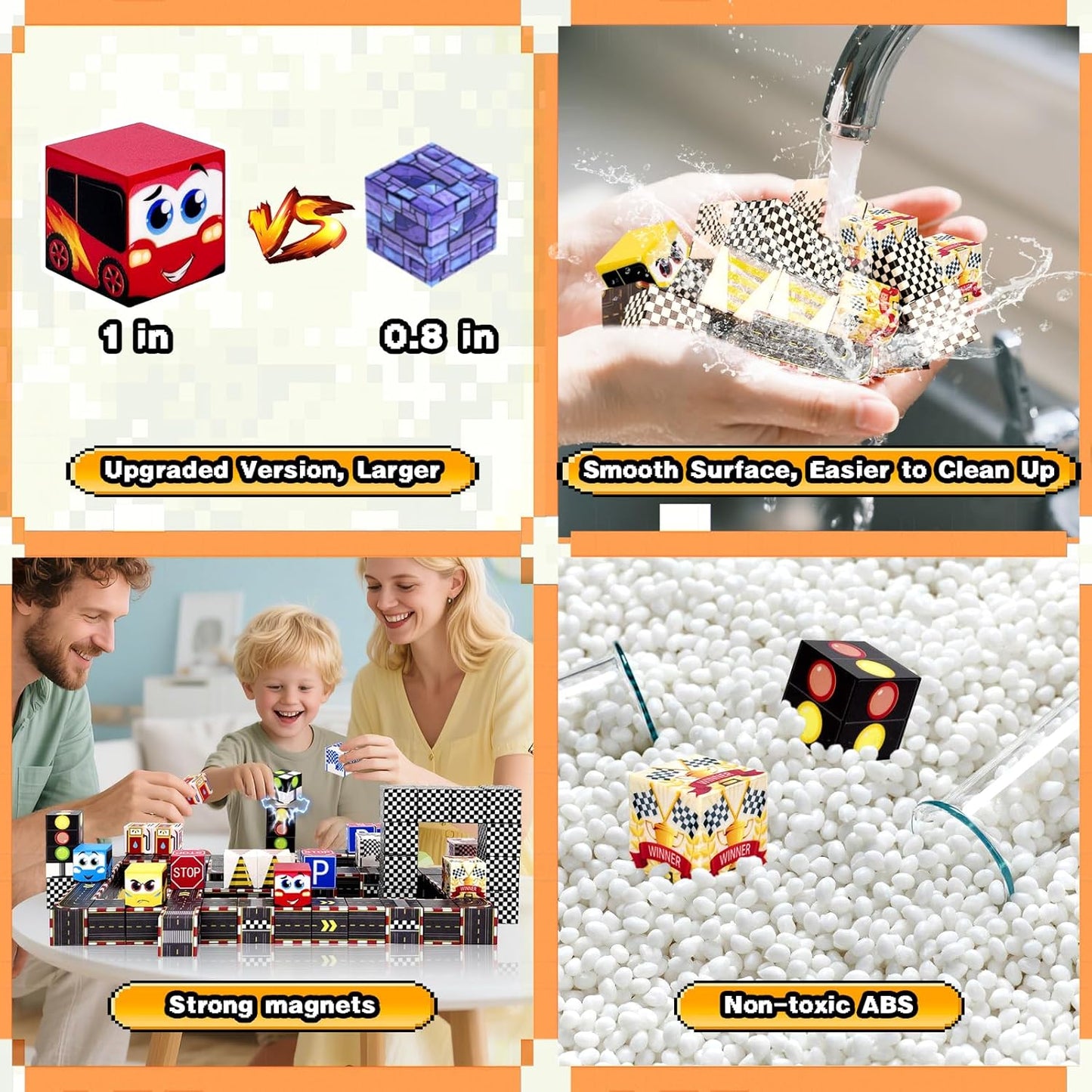 100PCS Magnetic Building Blocks for Kids: 1" Magnetic Blocks for Kids Ages 4-8 8-12, Magnet Cubes Sensory STEM Stacking Toys for Boys & Girls,Christmas Birthday Gifts for Toddler Ages 3+