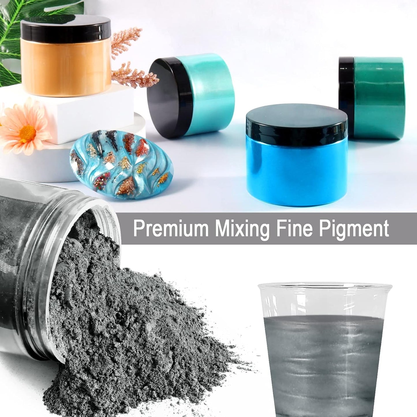 Ceya Mica Powder, 5.3oz/ 150g Charcoal Grey Pearlescent Effect Colorant Pigment Powder for Epoxy Resin,Tumblers, Slime Bath Bomb, Soap Dye, Slime, Candle, Resin Crafting, Paint, Jewelry, Nail Polish