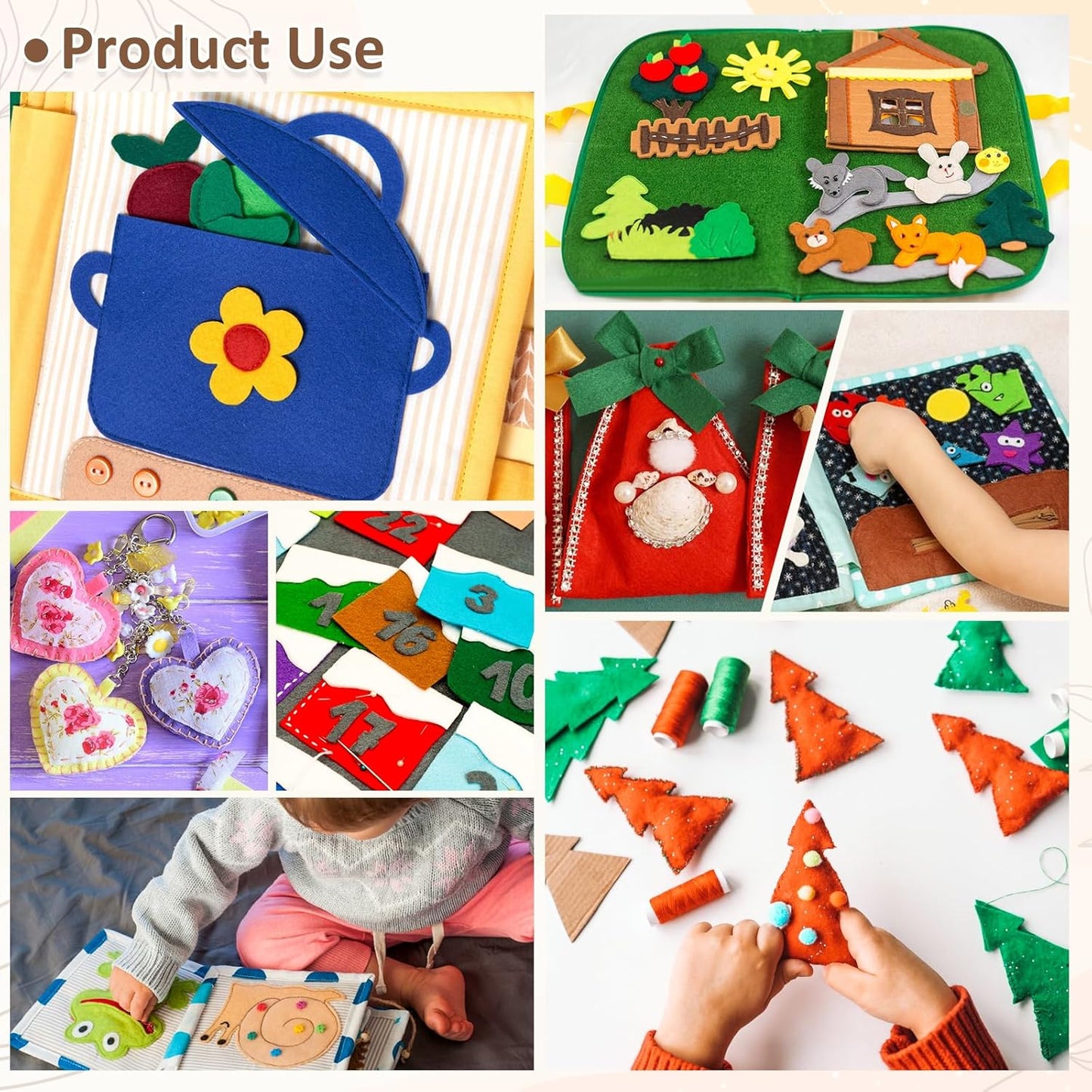 XSEINO 12 Rolls 8"x35"(20.5x90cm) 1.4mm Thick Soft Felt Fabric Sheet 12 Assorted Colors Felt Pack for DIY Craft Sewing Squares Nonwoven Patchwork