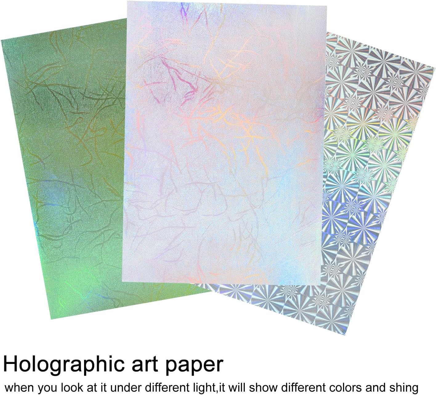 A5 GlitterTextured Scrapbook Paper - 50 Sheets Assorted Colors Designs Embossed Holographic Art Paper Pack for Greeting Cards Scrapbooking Collage Holiday Crafting