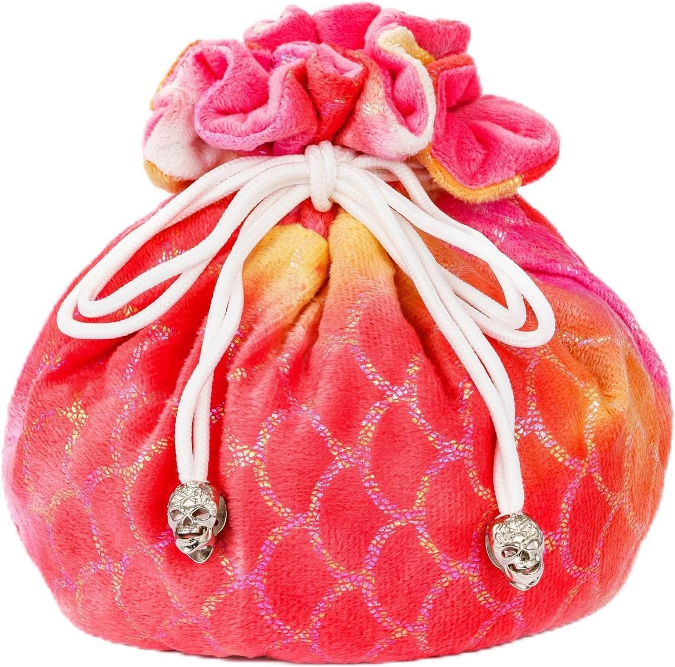 DND Dice Bags Large with Pockets Orange Storage Bag Fish Scale Pattern for RPG Game Dices - Capacity 200+ Dice