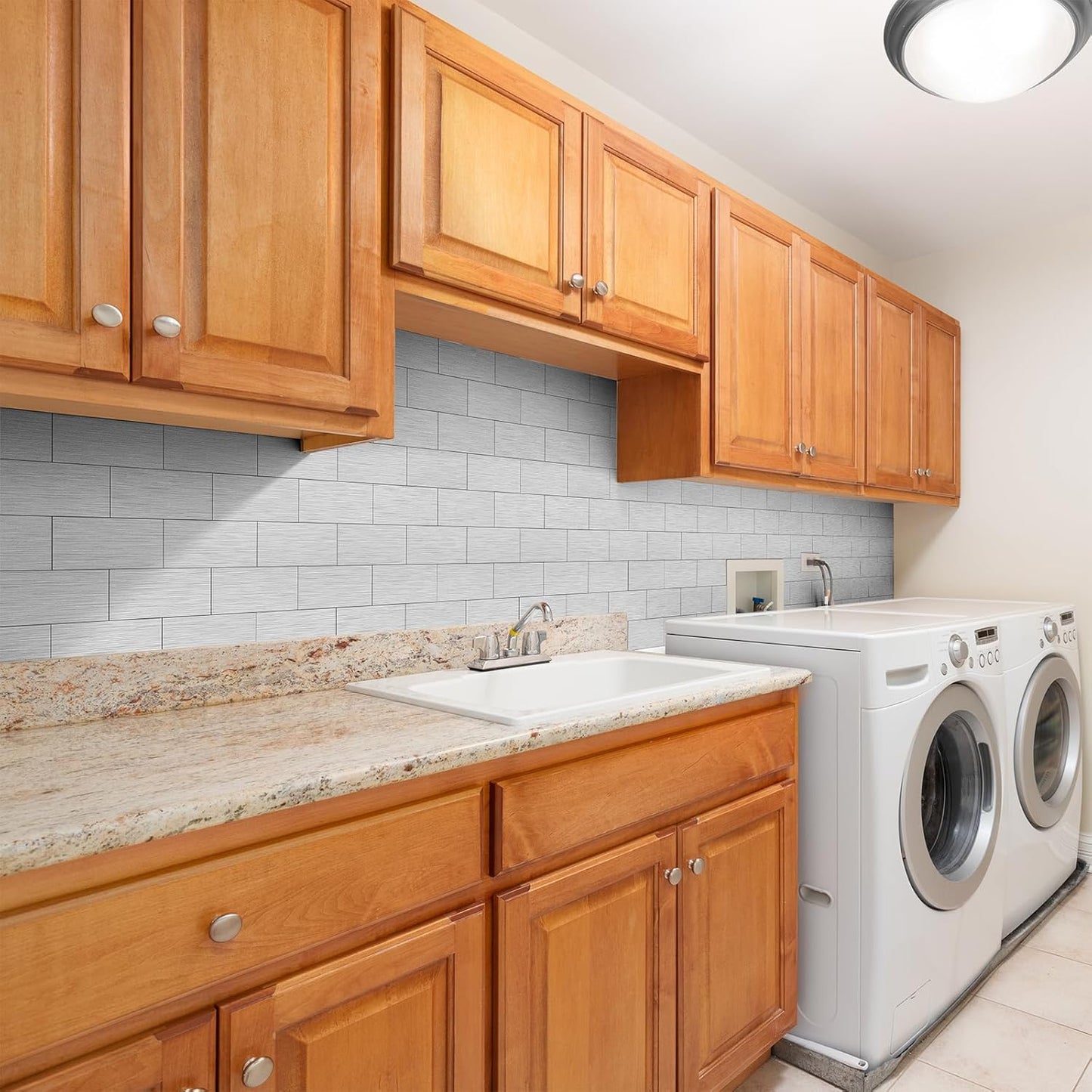 100 Pieces Peel and Stick Backsplash for Kitchen, 3" x 6" PVC Subway Tile Upgraded Brushed Stainless Backsplash Stick on Tile Elevate Kitchen, Bathroom, Fireplace,RV