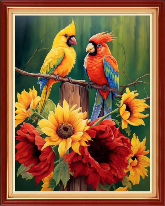 Foxdiviy Cross Stitch Kits - Colorful Birds 16x20 inch - 11CT Embroidery Patterns - Starter Kits for Beginners & Adults
