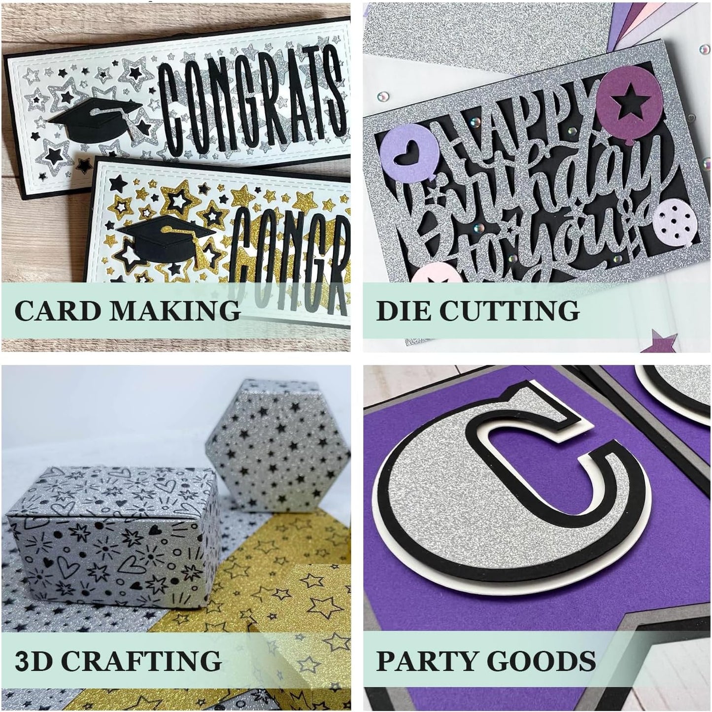 Cardstock Warehouse Diamond Print Inkjet Glitter-Premium Silver Glitter Cardstock Paper – 15 Sheets, 8.5 x 11" - 104 lb/280 GSM for Inkjet Printing, Die-Cutting, Card Making, Crafts, and DIY Projects