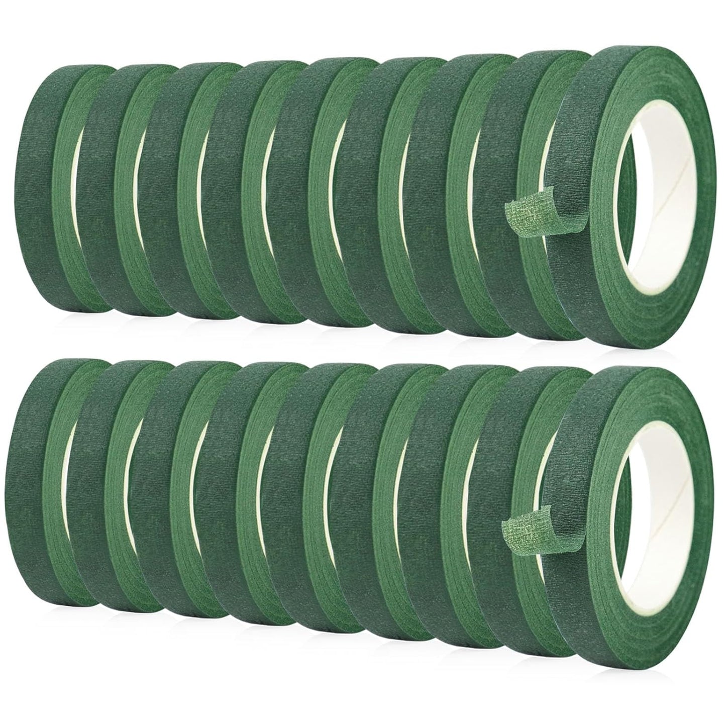 BOMEI PACK Dark Green Floral Tape 18 Rolls 1/2 inch x 30yds for Fixing, Decorating Flower Bouquets, and Bouquet Wrapping.