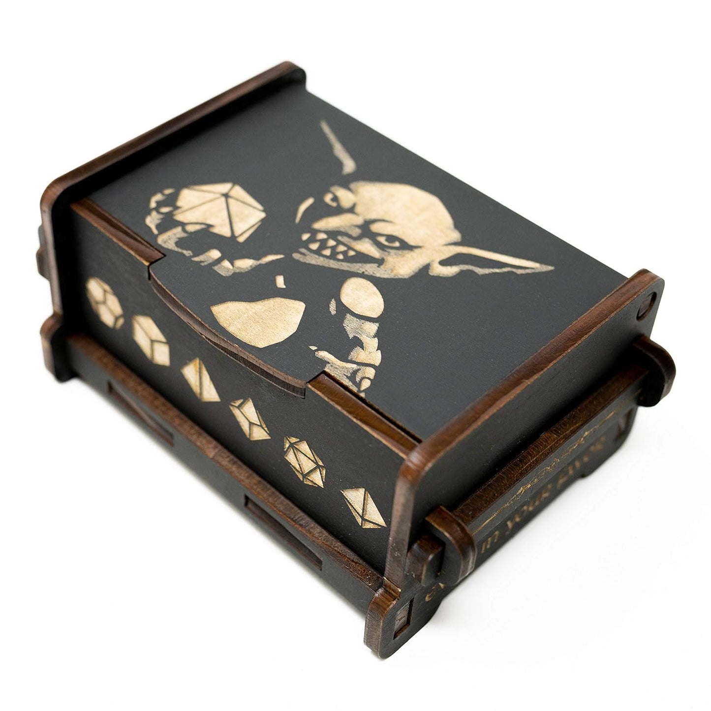 Dice Box - BLACK - 6x4x3 Also holds jewelry and great for desks and desk top items (Goblin)