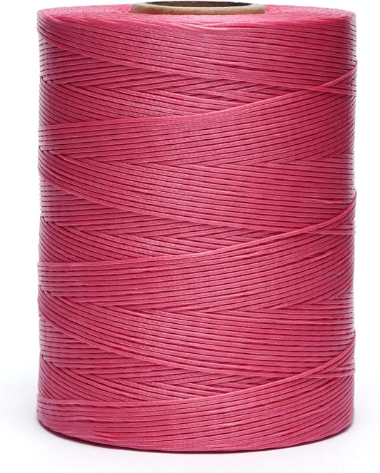 Waxed Thread,852Yards 150D 0.8mm Flat Polyester Wax Thread for Hand Sewing Leather Craft DIY Projects Shoes Repair Book Binding(Peach Red)