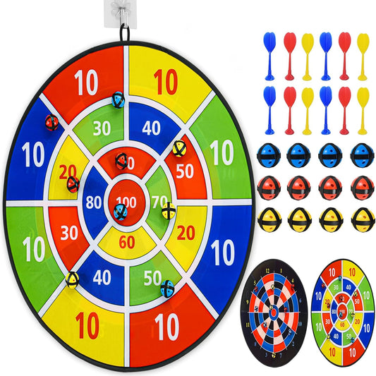 Dart Board Games for Kids Ages 3-12, Sticky Dart Board with 12 Balls & 12 Darts, Indoor Outdoor Toys for Boys, Party Birthday Gifts
