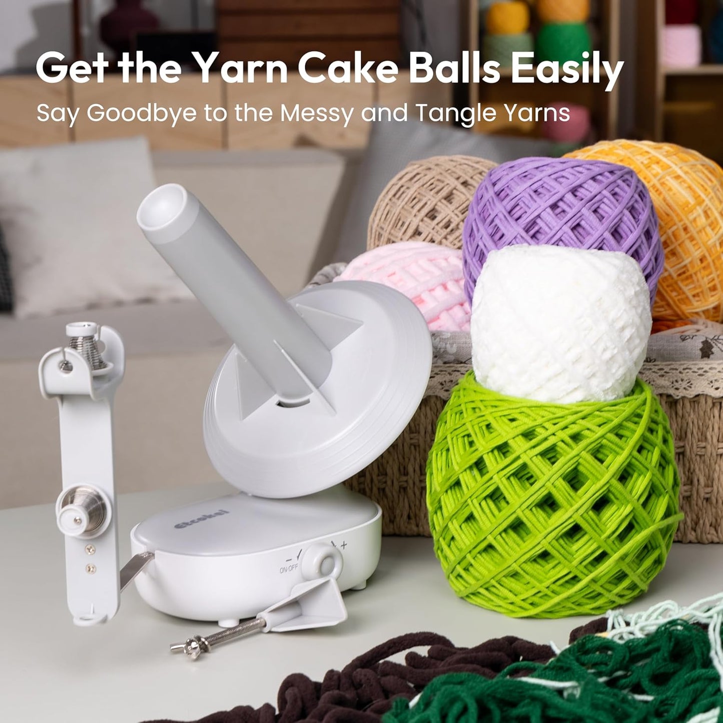 Electric Yarn Winder for Crocheting, Upgrade Dual-Spring Tension 10oz Large Capacity, Stepless Speed Automatic Yarn Winder Wool Spinner Roller for Crochet Lovers(Gray)